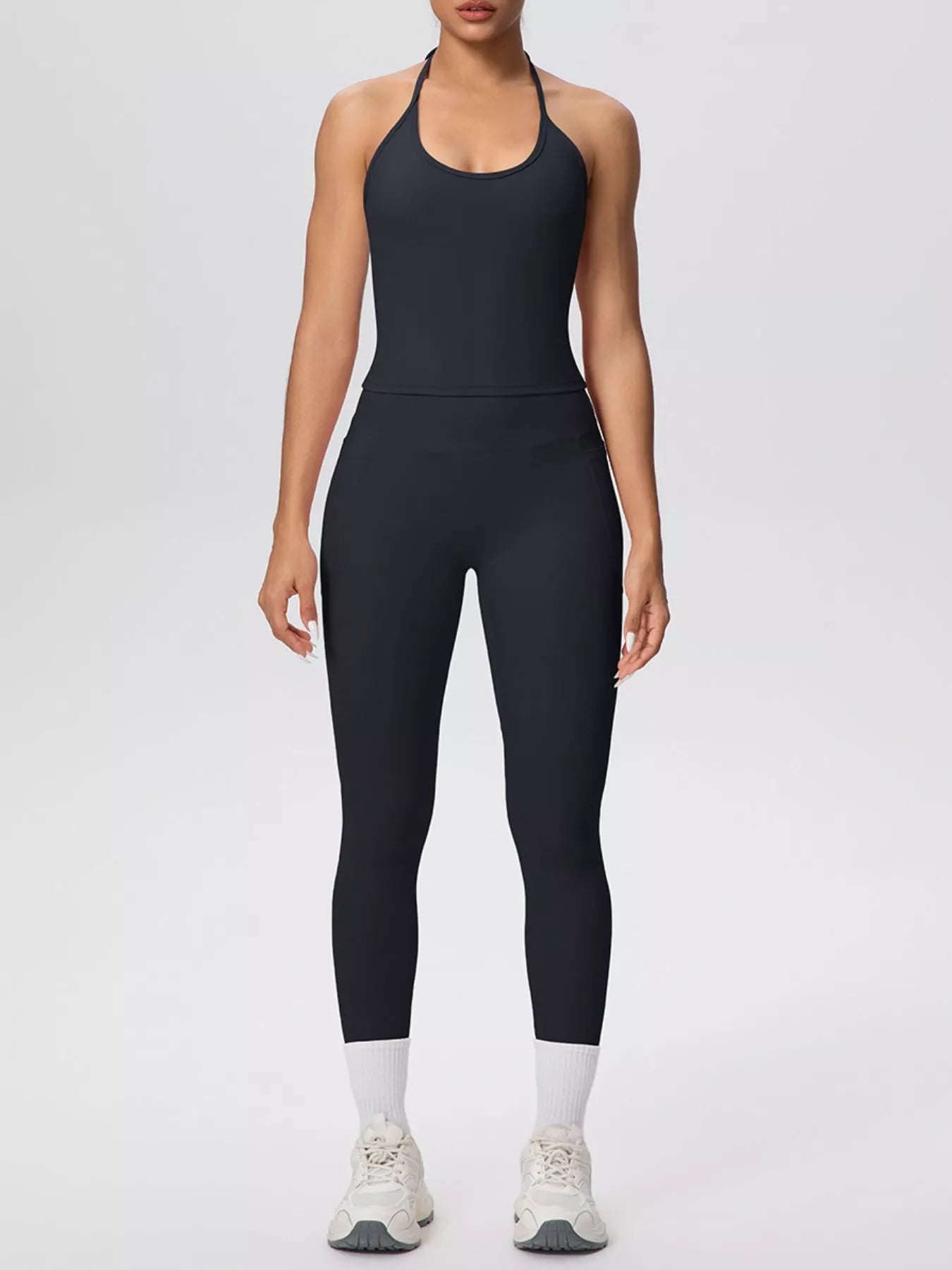 Halter Neck Cami & High-Waisted Leggings Set