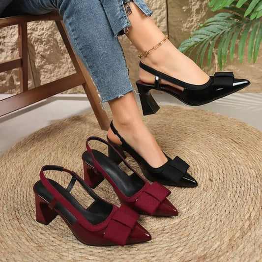 Women's pointed toe block heel slingback sandals