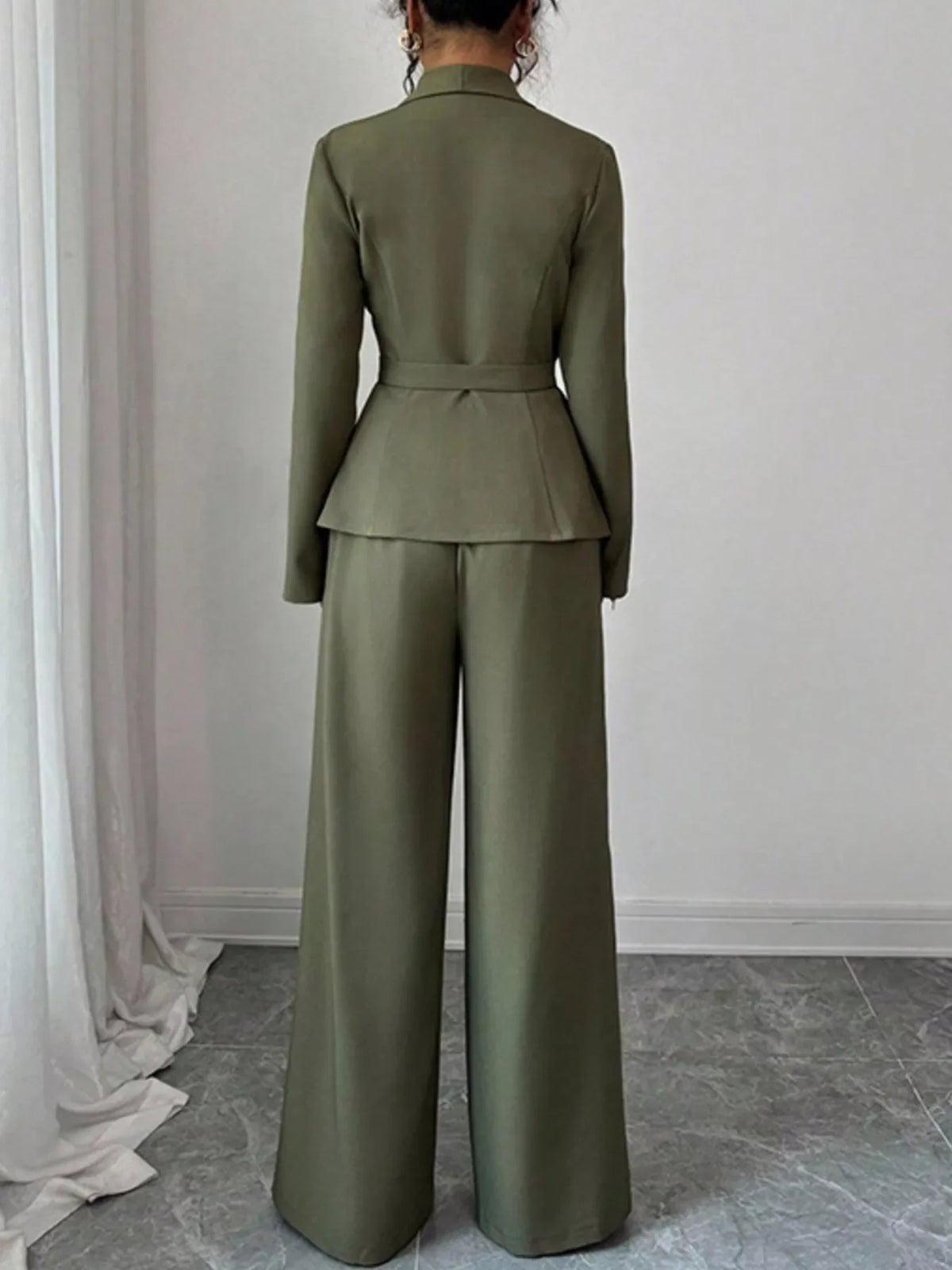 One Button Blazer and Pants Set Elegant Tailored Suit Style