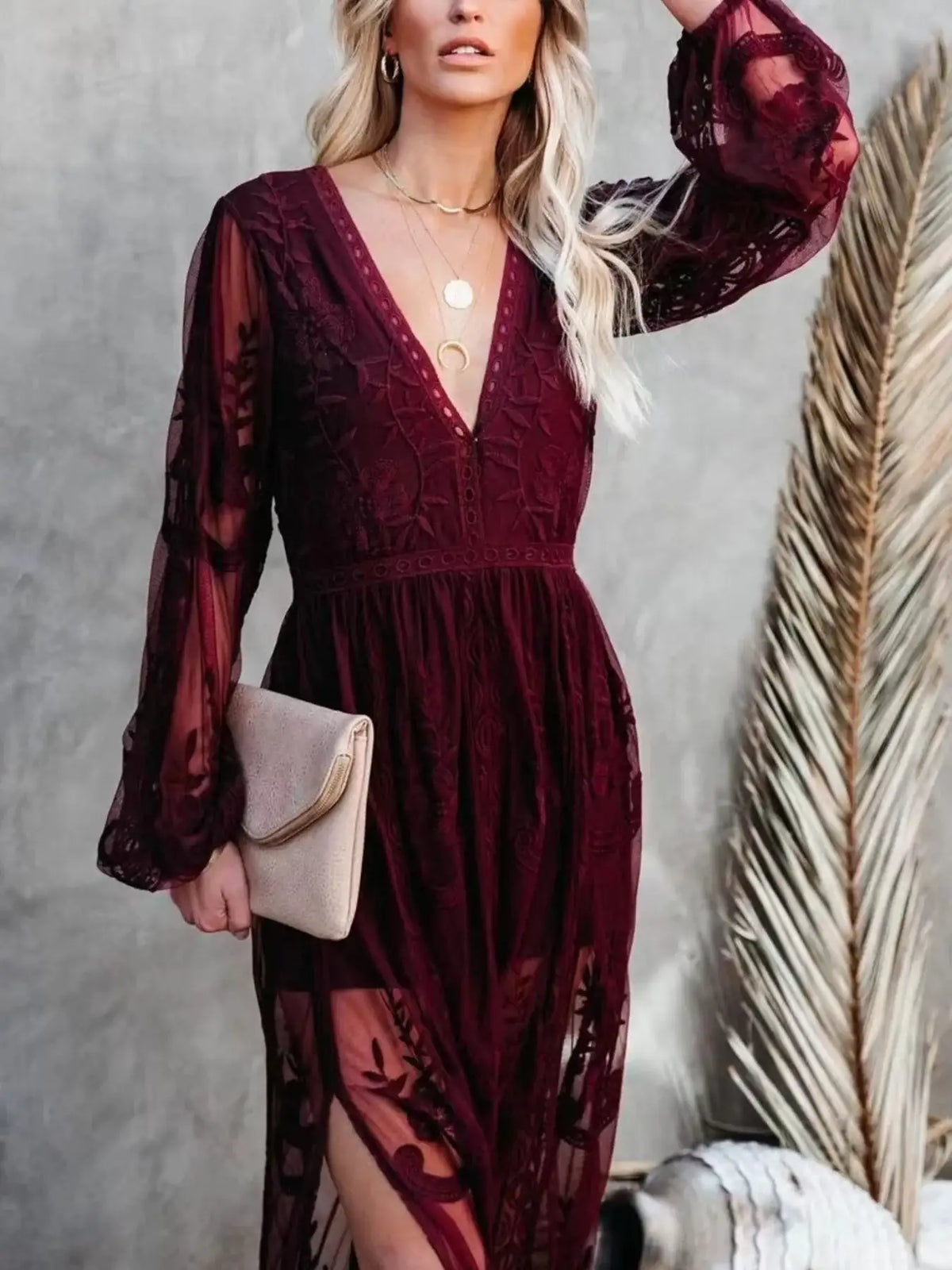 Floral lace maxi dress by Evie's Dreamland for weddings and formal events