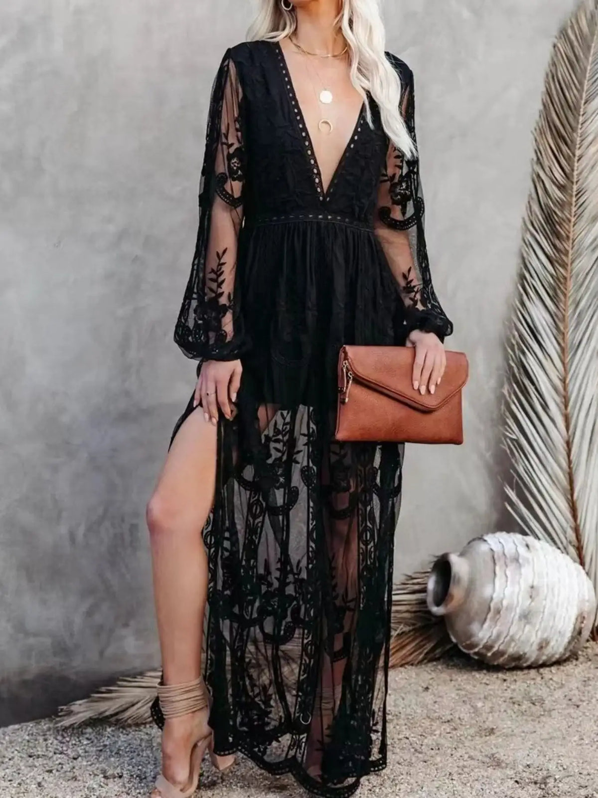 Floral lace maxi dress by Evie's Dreamland for weddings and formal events