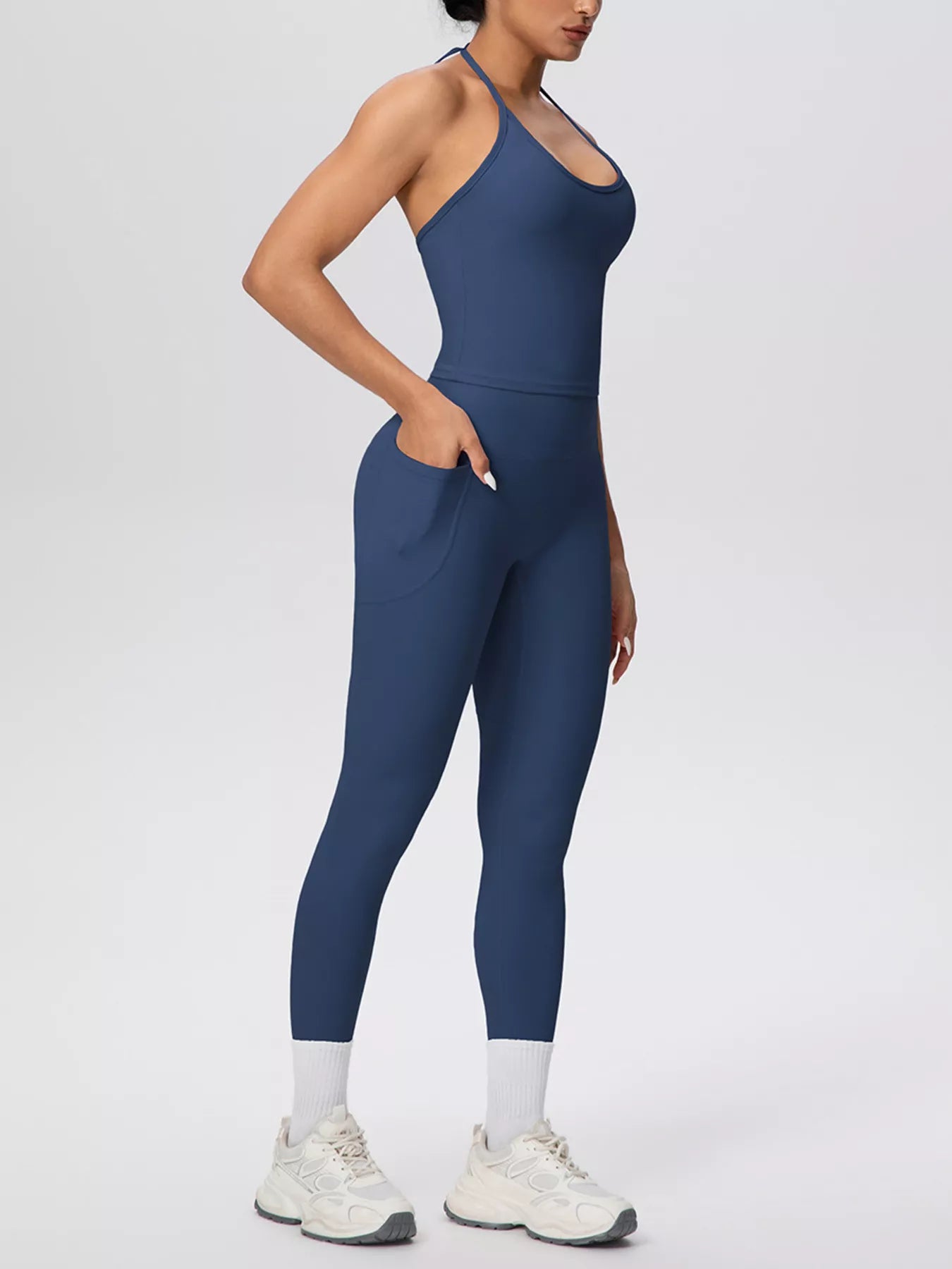 Halter Neck Cami & High-Waisted Leggings Set