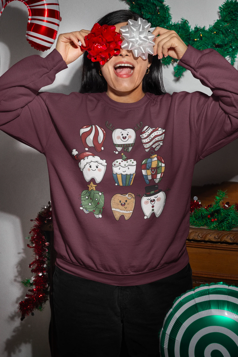 Christmas Tooth Crewneck Sweatshirt | Funny Dentist Holiday Gift - Evie's Dreamlands