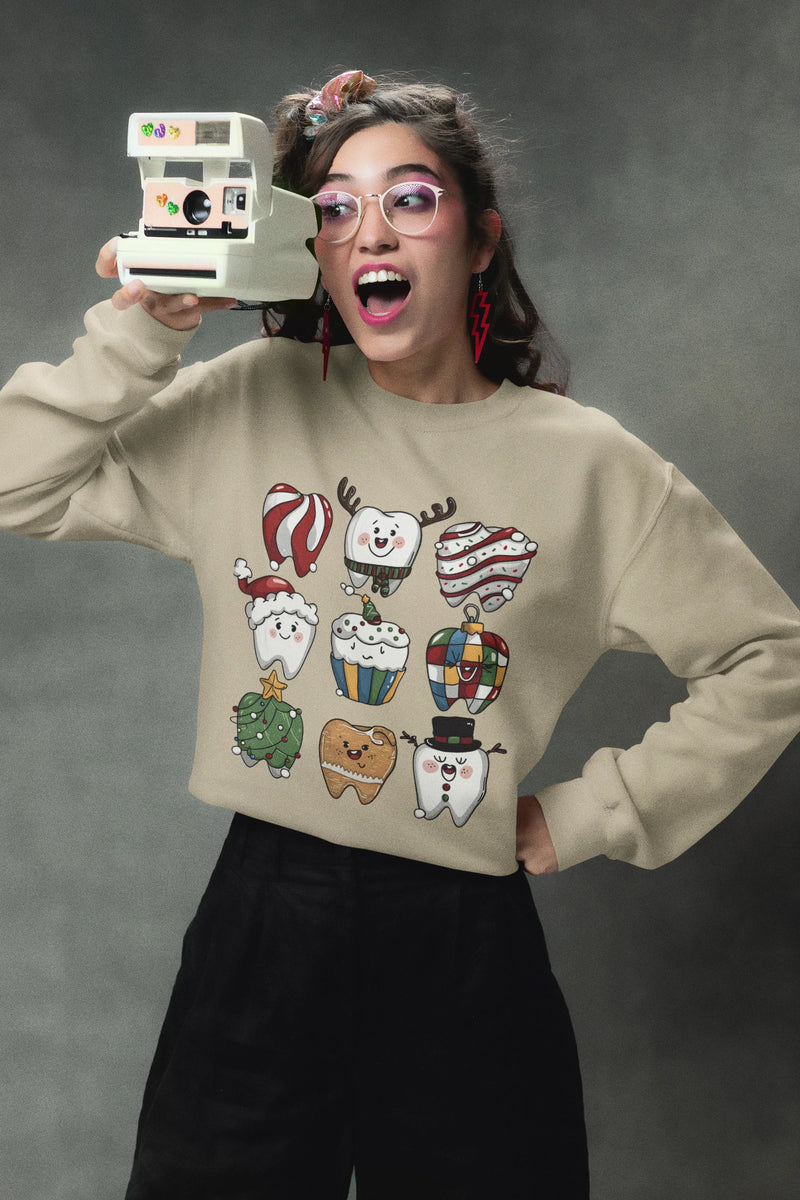 Christmas Tooth Crewneck Sweatshirt | Funny Dentist Holiday Gift - Evie's Dreamlands