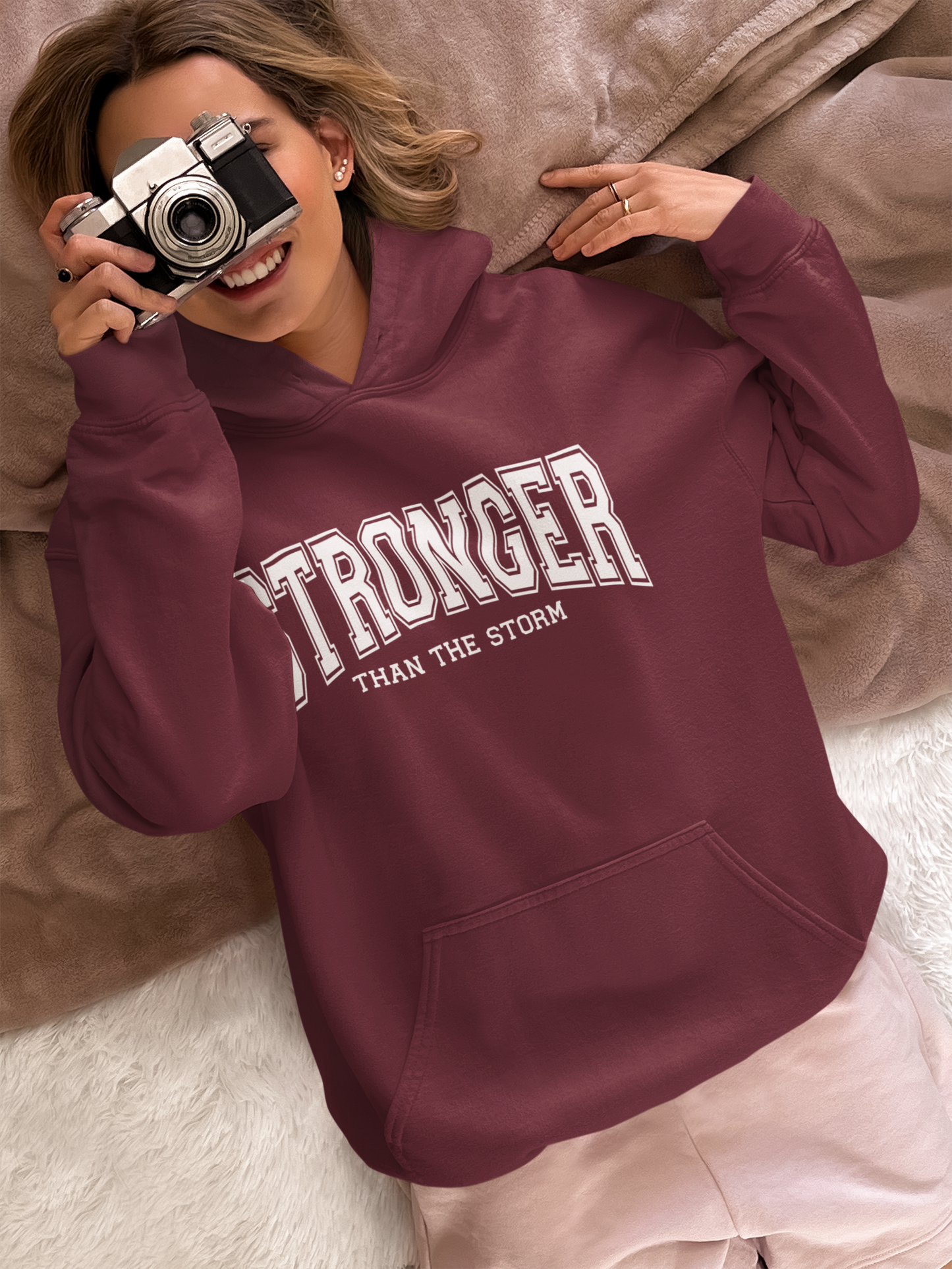 Stronger Than The Storm" Christian Hoodie | Faith-Based Inspirational Unisex Hoodie - Evie's Dreamlands