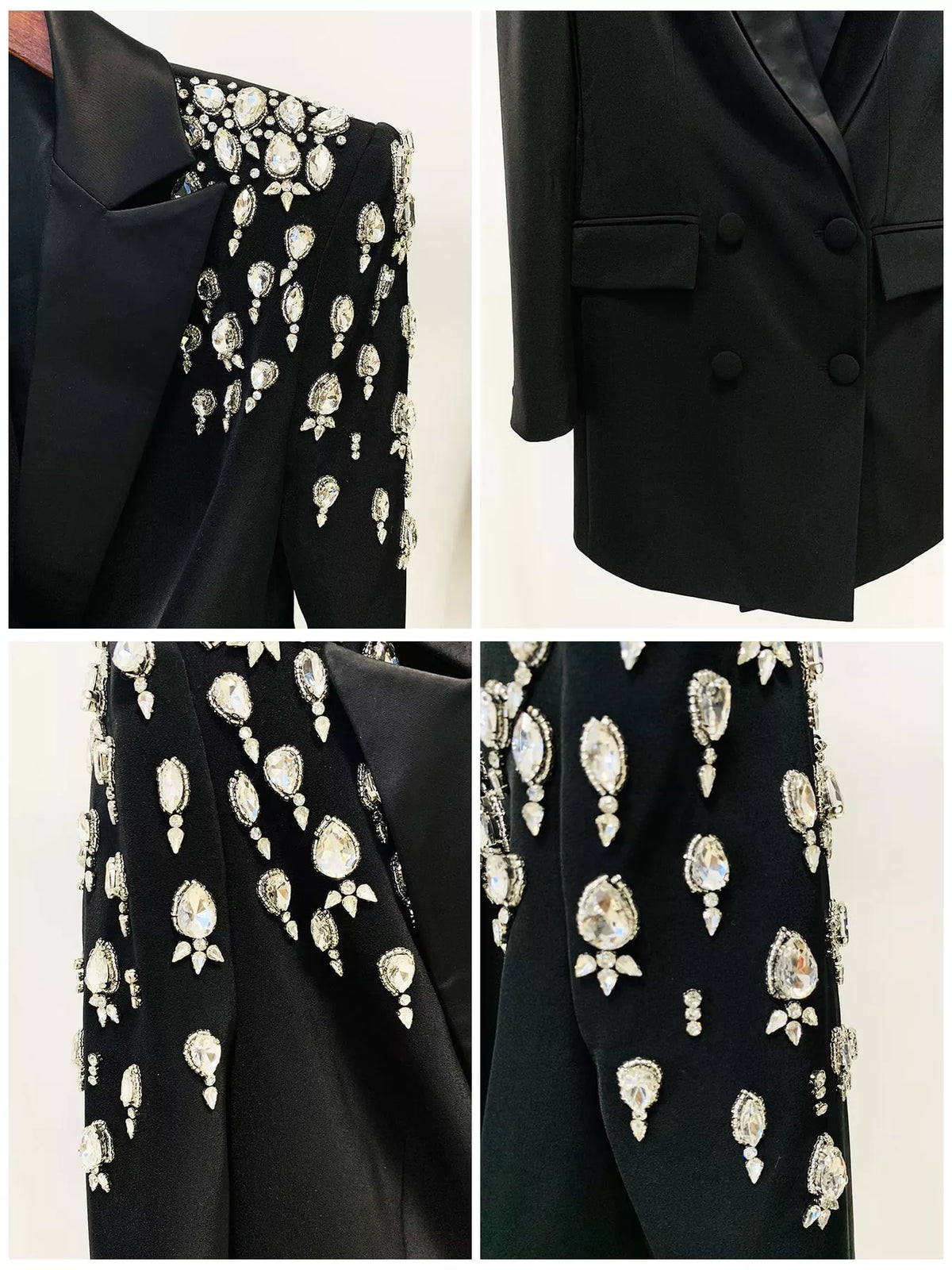 1. Plus size women's blazer with rhinestone shoulder detail