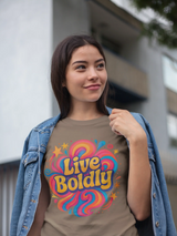 Live Boldly Unisex T-Shirt | Vibrant Garment-Dyed Cotton Graphic Tee - Evie's Dreamlands