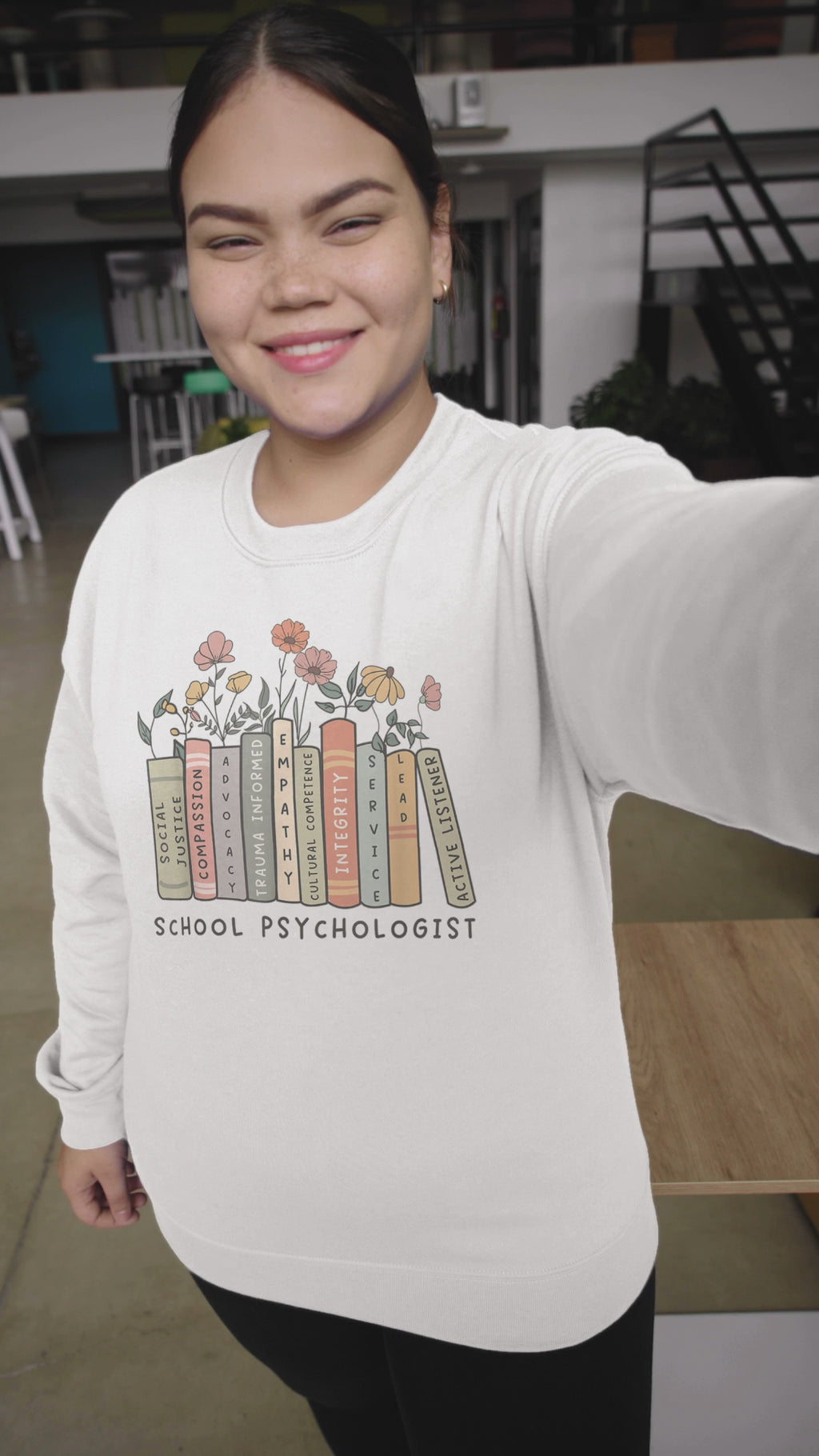 School Psychologist Book Stack Crewneck Sweatshirt | Mental Health Gift - Evie's Dreamlands