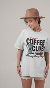 Coffee Club T-Shirt – Retro Coffee & Croissant Graphic Tee Gift for Coffee Lovers