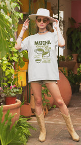 Casual tea lover’s oversized t-shirt with matcha club design