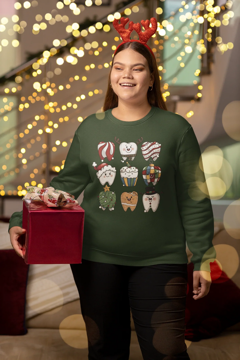 Christmas Tooth Crewneck Sweatshirt | Funny Dentist Holiday Gift - Evie's Dreamlands