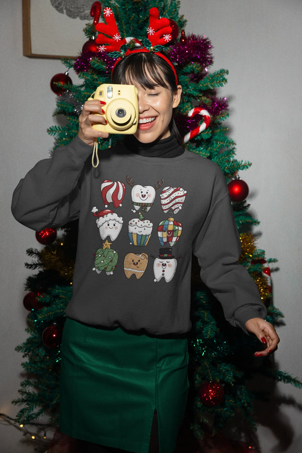 Christmas Tooth Crewneck Sweatshirt | Funny Dentist Holiday Gift - Evie's Dreamlands