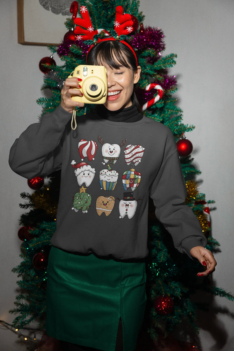 Christmas Tooth Crewneck Sweatshirt | Funny Dentist Holiday Gift - Evie's Dreamlands